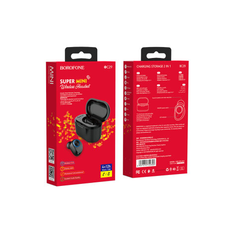 Borophone BC29 Lambent Mini Wireless Headset Black