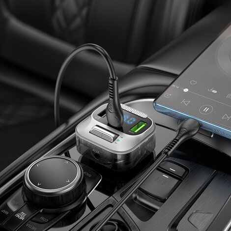 HOCO E75 car charger + FM transmitter crni