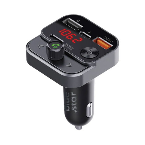 Blue Star FM Transmiter + Car Charger (BT84B) Black