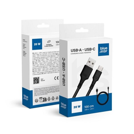Blue Star USB-A na USB-C 3A 1m Black
