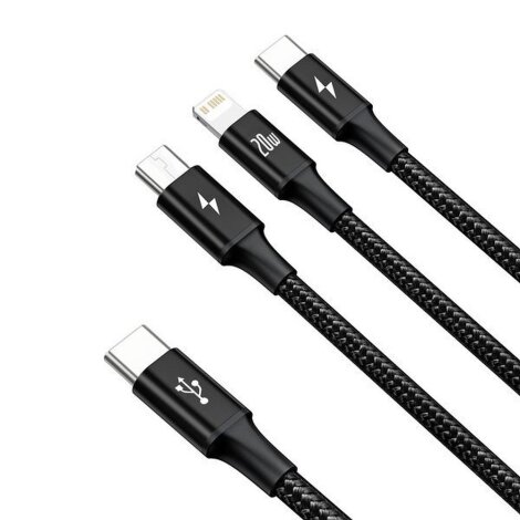 Baseus cabel 3u1 USB-C 20W 1,5m Black