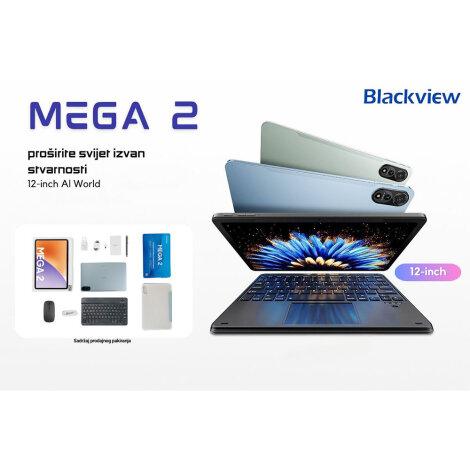 Blackview Tab MEGA 2 12/256GB LTE Celestial Gray + pokloni tipkovnica, stylus olovka, slušalice, adapter, bežični miš, zaštitna futrola, kaljeno staklo