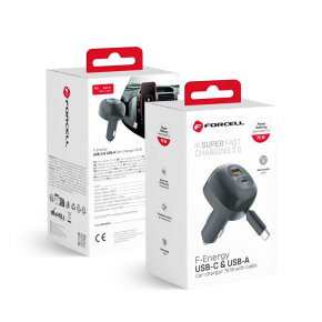 Forcell Car Charger 75W (2x USB C + USB A) Black