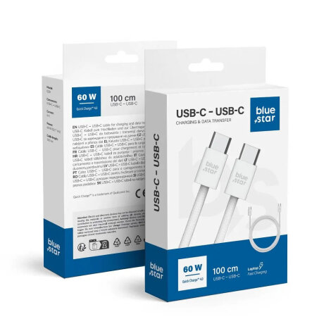 Blue Star USB-C na USB-C 6A 60W White